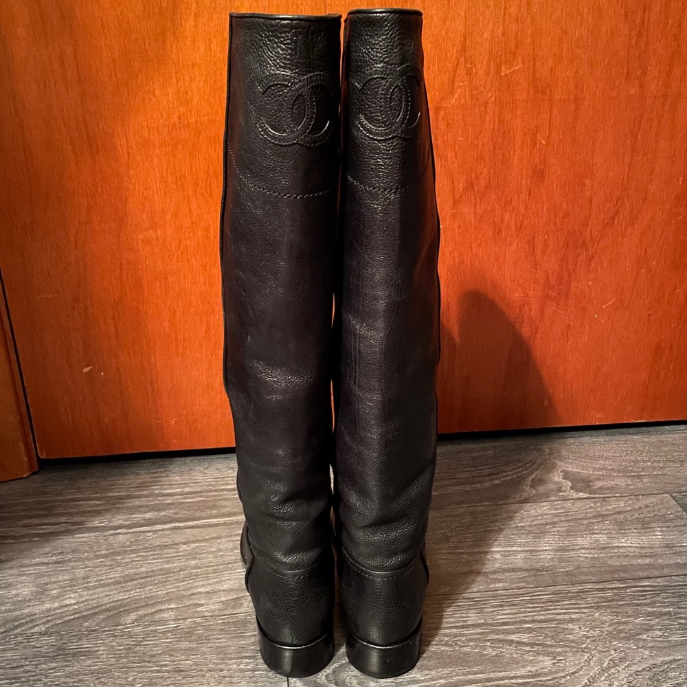 Chanel CC Black Riding High Boots size 39